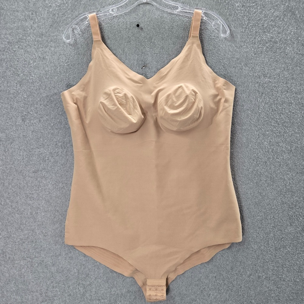 Knix‎ Women Top 3XL+ Beige Tank Bodysuit Adjustable Straps V Neck Removable Pads